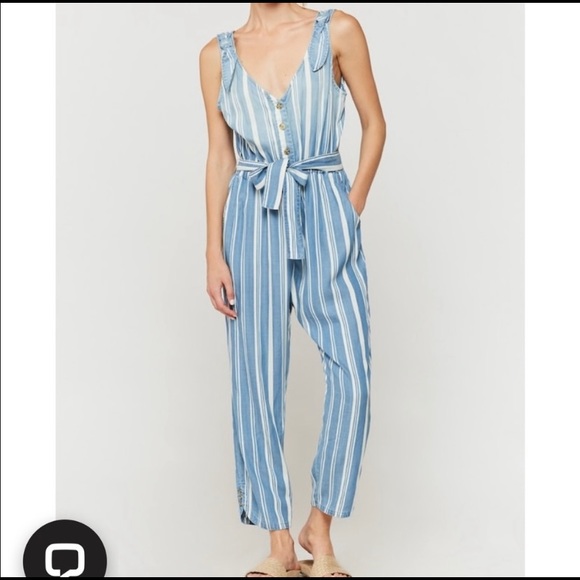 Velvet Heart Striped Tencel Jumpsuit XS - Picture 4 of 6
